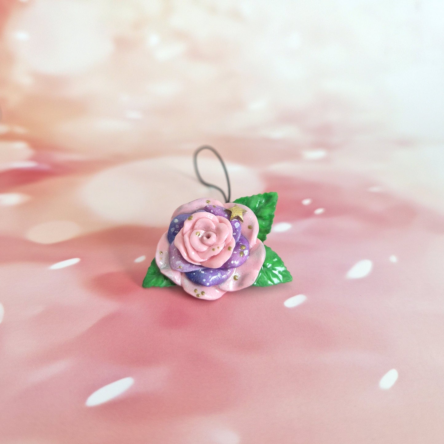 Rose: Clay Keychain, Charm, Handmade Clay Craft and Resin Charm