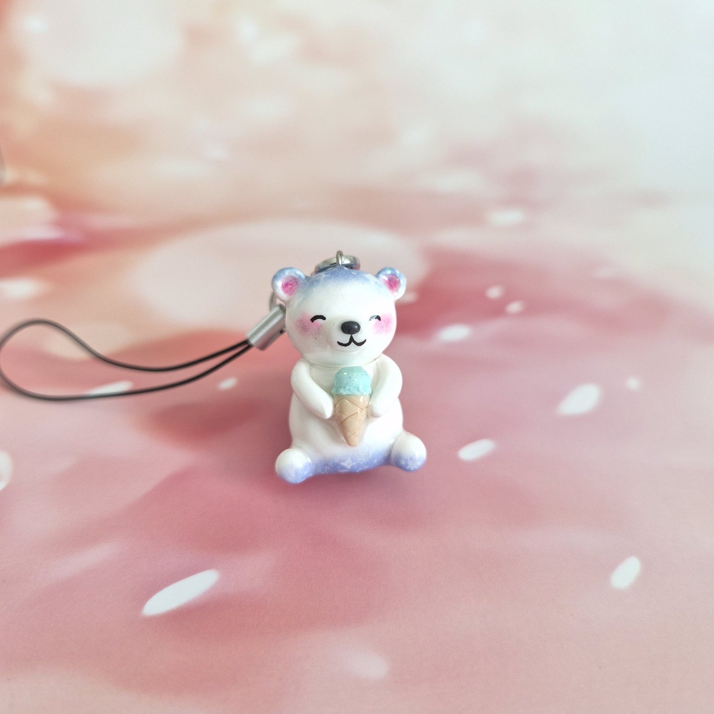 Polar Bear: Clay Keychain, Charm, Handmade Clay Craft and Resin Charm