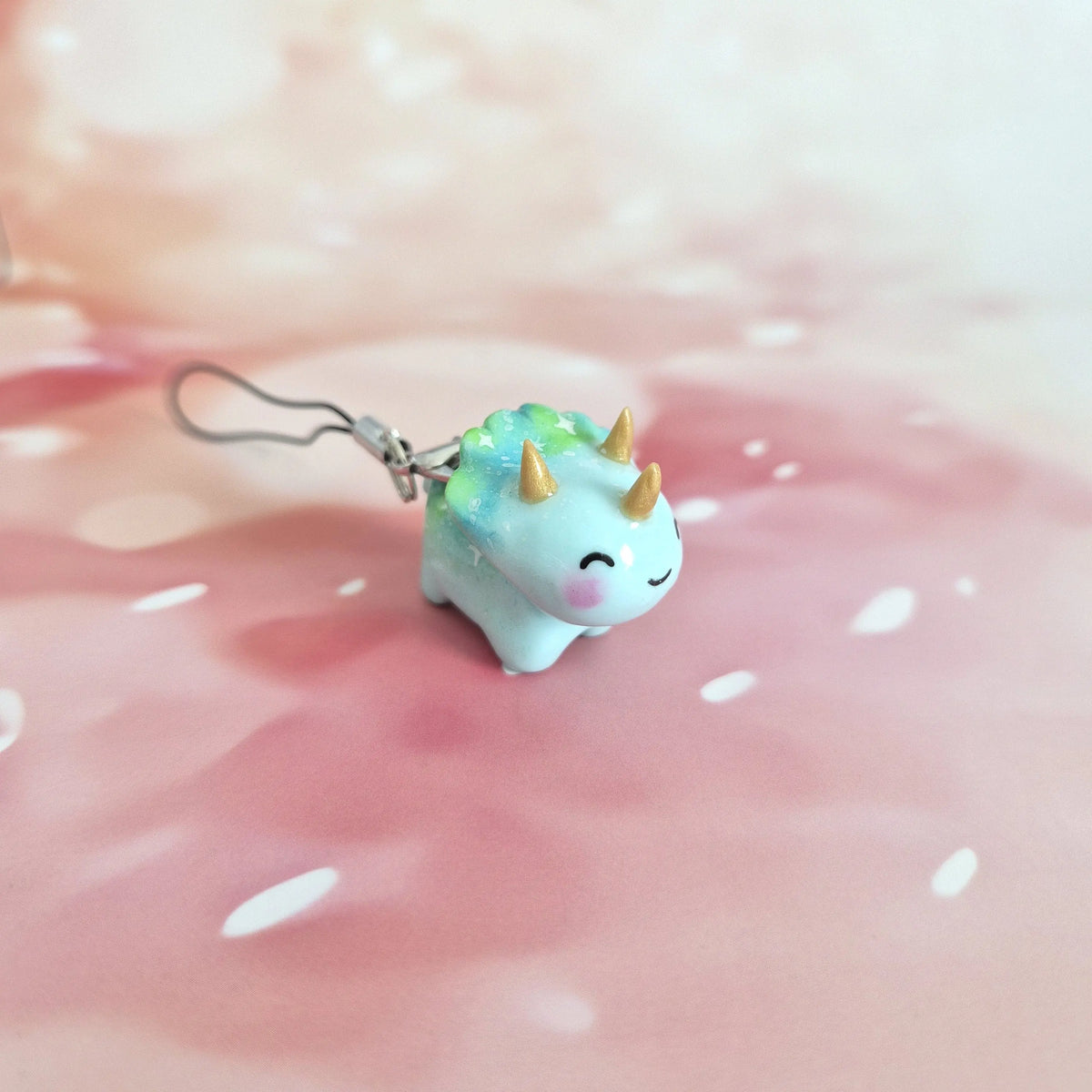 Triceratops: Clay Keychain, Charm, Handmade Clay Craft and Resin Charm LunaLikha