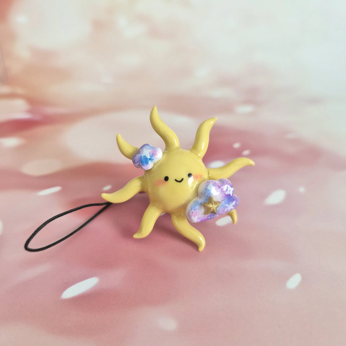 Sun: Clay Keychain, Charm, Handmade Clay Craft and Resin Charm LunaLikha
