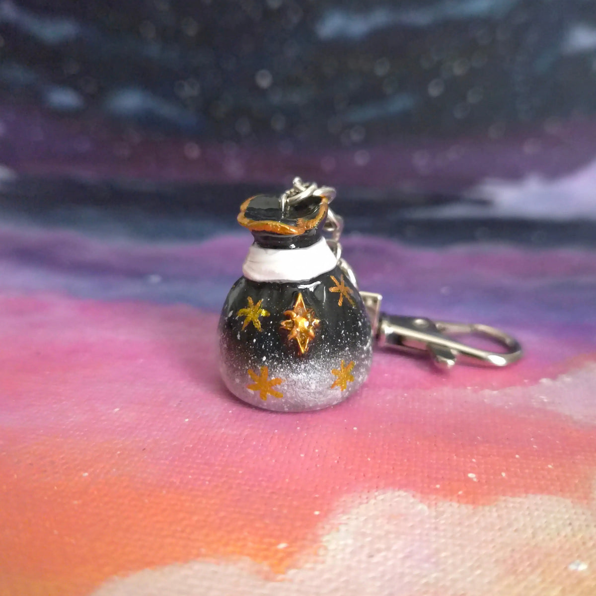 Magic Pouches: Clay Bag Keychain, Handmade Clay Craft and Resin Charm LunaLikha