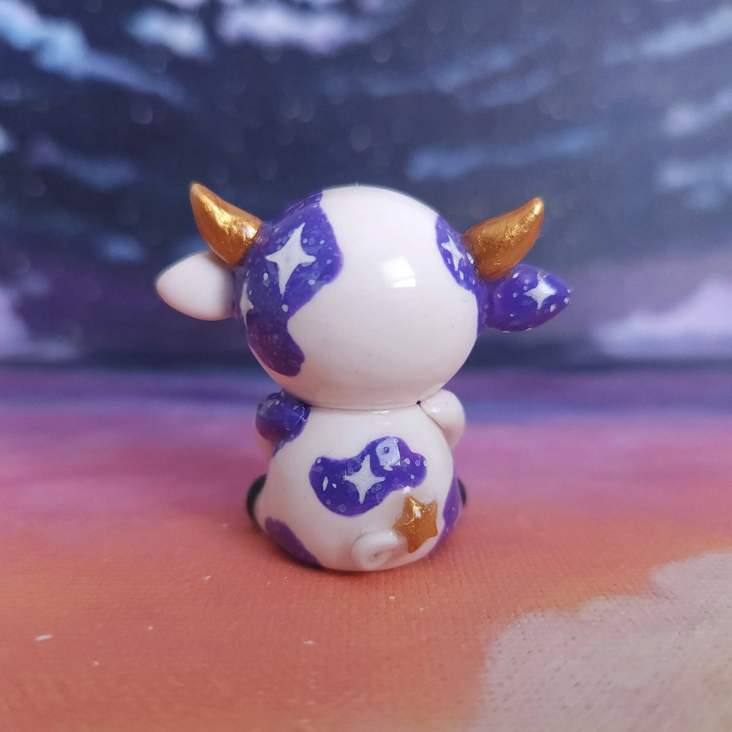 Clay Cow Desk Friend, Handmade Clay Craft and Resin Charm back