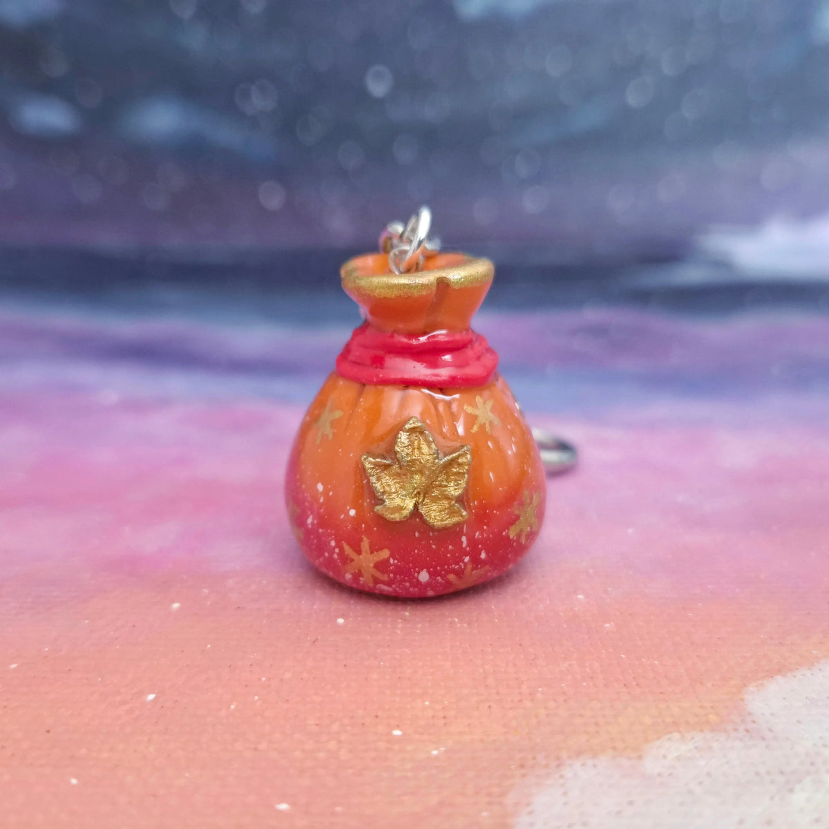 Enchanted Autumn Satchels: Clay Bag Keychain, Handmade Clay Craft and Resin Charm LunaLikha