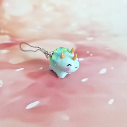 Triceratops: Clay Keychain, Charm, Handmade Clay Craft and Resin Charm