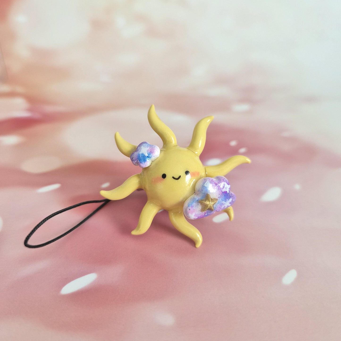 Sun: Clay Keychain, Charm, Handmade Clay Craft and Resin Charm