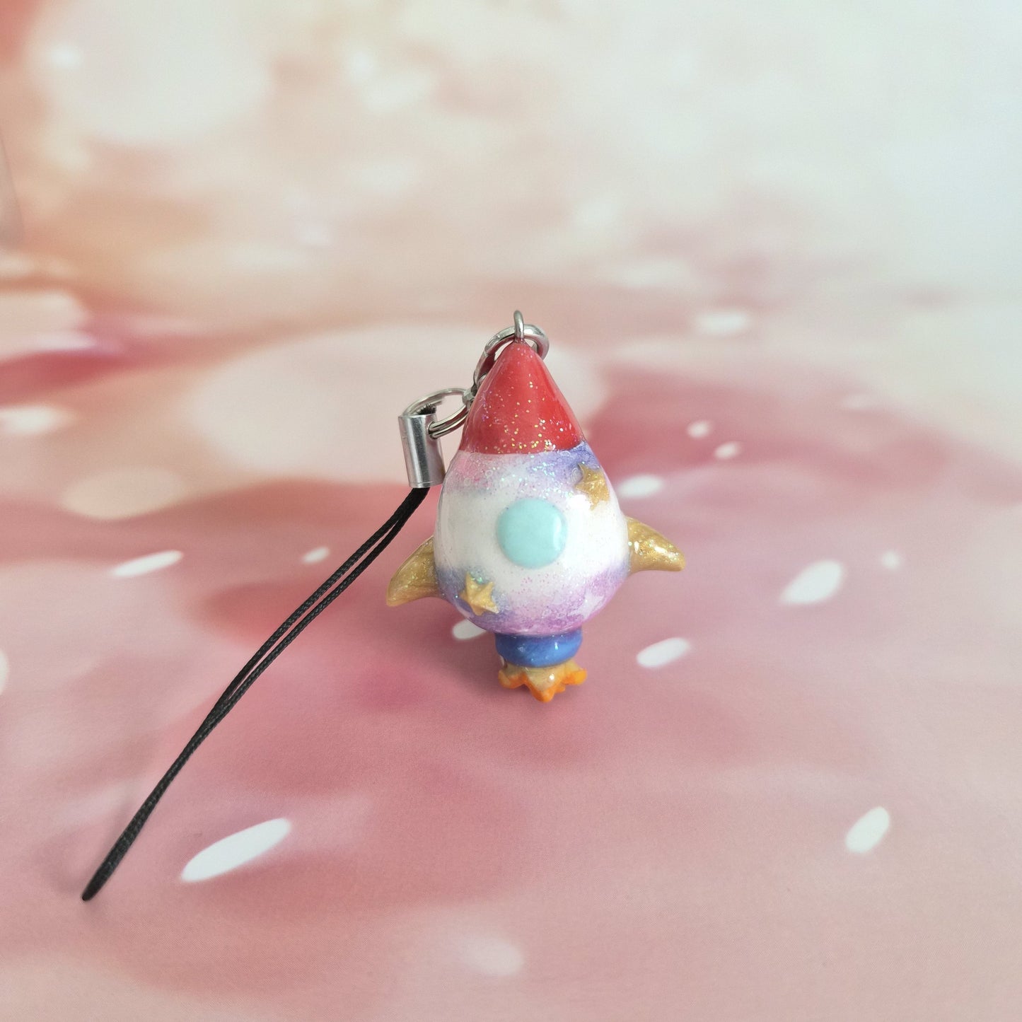 Rocket Ship: Clay Keychain, Charm, Handmade Clay Craft and Resin Charm