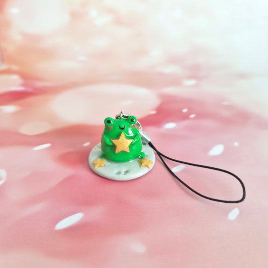Space Frog : Clay Keychain, Charm, Handmade Clay Craft and Resin Charm
