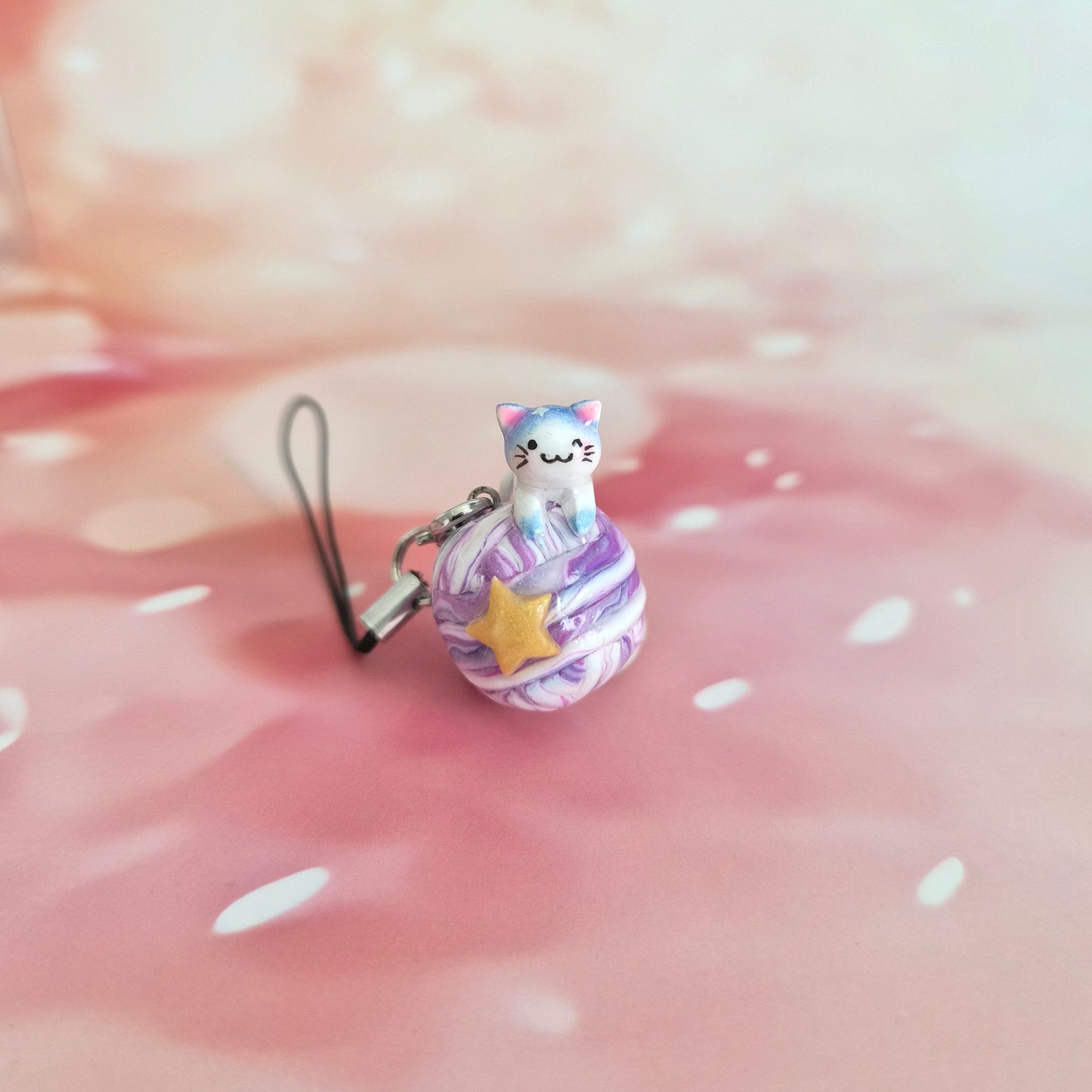 Space Cat: Clay Keychain, Charm, Handmade Clay Craft and Resin Charm