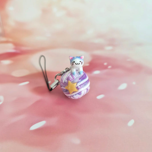 Space Cat: Clay Keychain, Charm, Handmade Clay Craft and Resin Charm