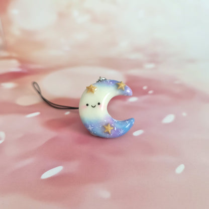 Moon: Clay Keychain, Charm, Handmade Clay Craft and Resin Charm