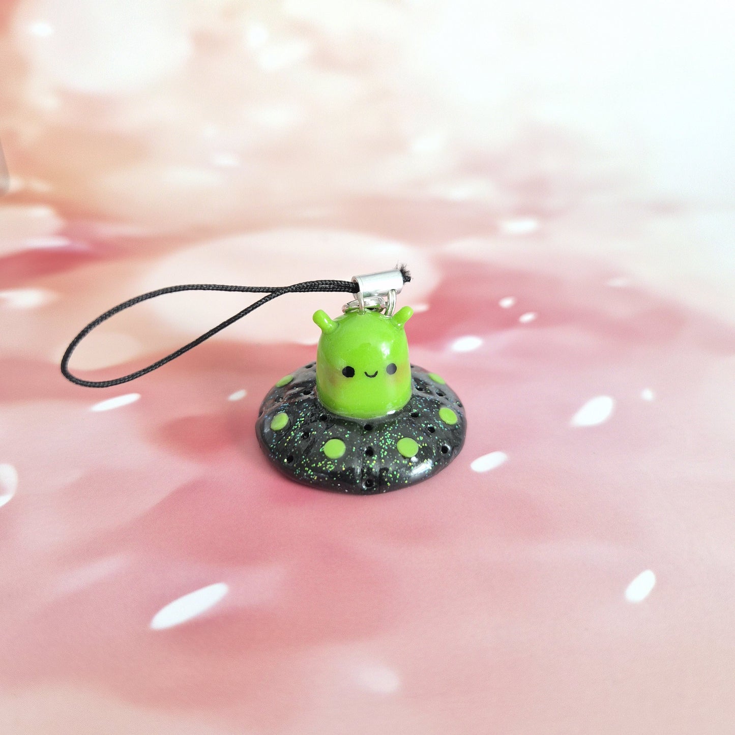 Alien: Clay Keychain, Charm, Handmade Clay Craft and Resin Charm
