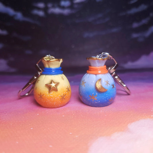 Clay Bag Keychain, Handmade Clay Craft and Resin Charm Front