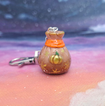 Enchanted Autumn Satchels: Clay Bag Keychain, Handmade Clay Craft and Resin Charm