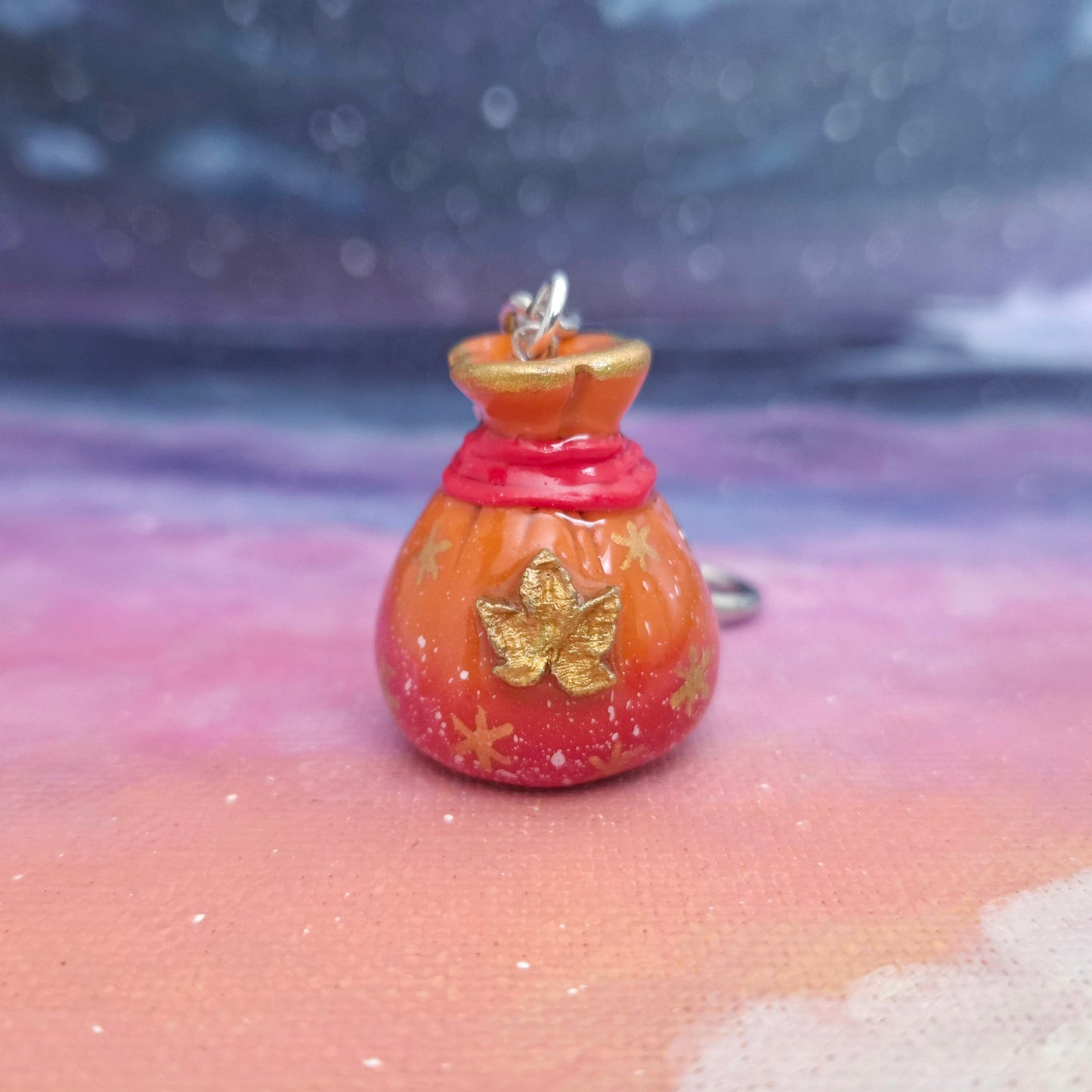 Enchanted Autumn Satchels: Clay Bag Keychain, Handmade Clay Craft and Resin Charm