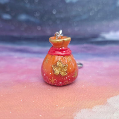 Enchanted Autumn Satchels: Clay Bag Keychain, Handmade Clay Craft and Resin Charm