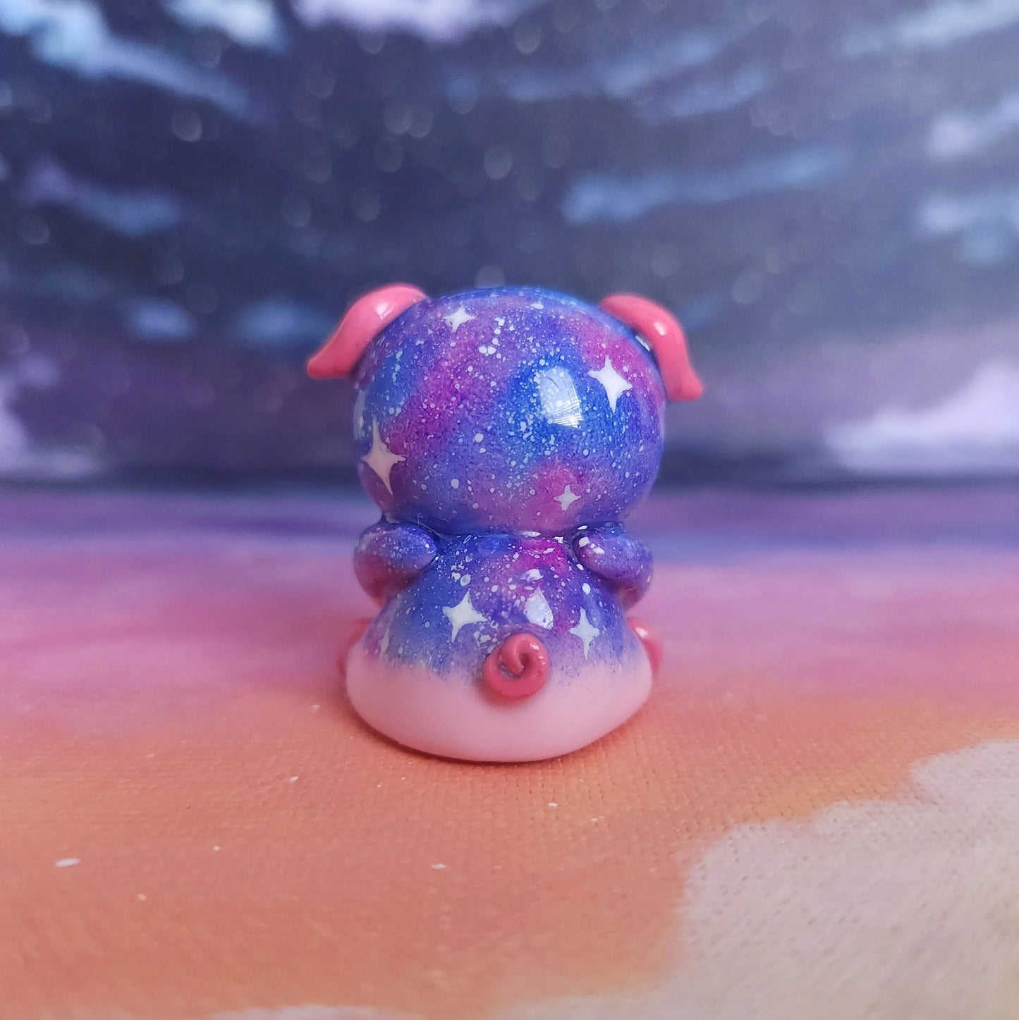 Clay Pig Desk Friend, Handmade Clay Craft and Resin Charm back