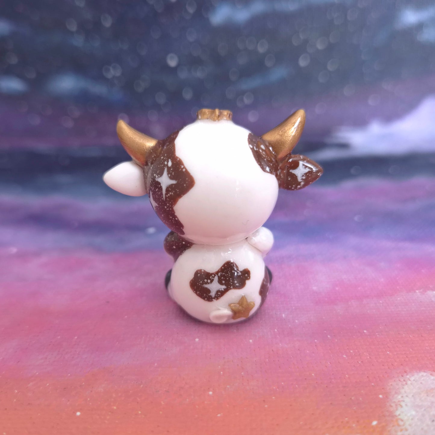 Cosmoo (Autumn Version): Clay Cow Desk Friend, Handmade Clay Craft and Resin Charm