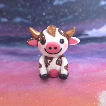 Cosmoo (Autumn Version): Clay Cow Desk Friend, Handmade Clay Craft and Resin Charm